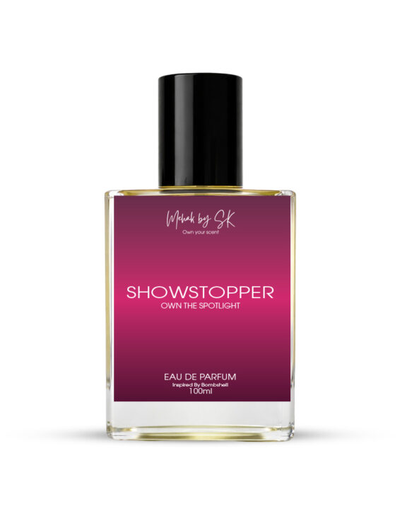Showstopper is the fragrance made for the woman who owns every room she enters — radiant, magnetic, unforgettable. It opens with a dazzling burst of passionfruit, grapefruit, and strawberry, a sparkling cocktail of fruity brightness. At its heart, a bouquet of peony, jasmine, and orchid blooms with irresistible femininity. The fragrance settles into a sensual base of musk, oakmoss, and warm woods, leaving a signature trail that lingers long after the spotlight fades. Showstopper is not just a fragrance — it’s your moment to shine. Top Notes (first impression): Passionfruit Grapefruit Pineapple Tangerine Big Strawberry Heart Notes (the floral core): Peony Jasmine Lily-of-the-Valley Red Berries Orchid  Base Notes (the lasting trail): Musk Woody Notes Oakmoss That’s why Bombshell is so sparkling, fruity-floral, and sexy-yet-playful — it has a fresh, bright opening with a sensual, soft finish.